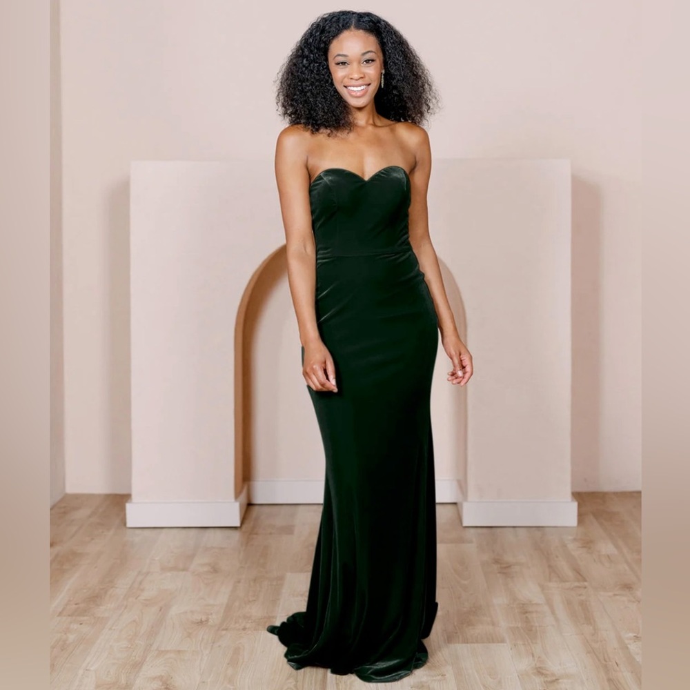 Bridesmaids or Wedding Guest Green Velvet Dress